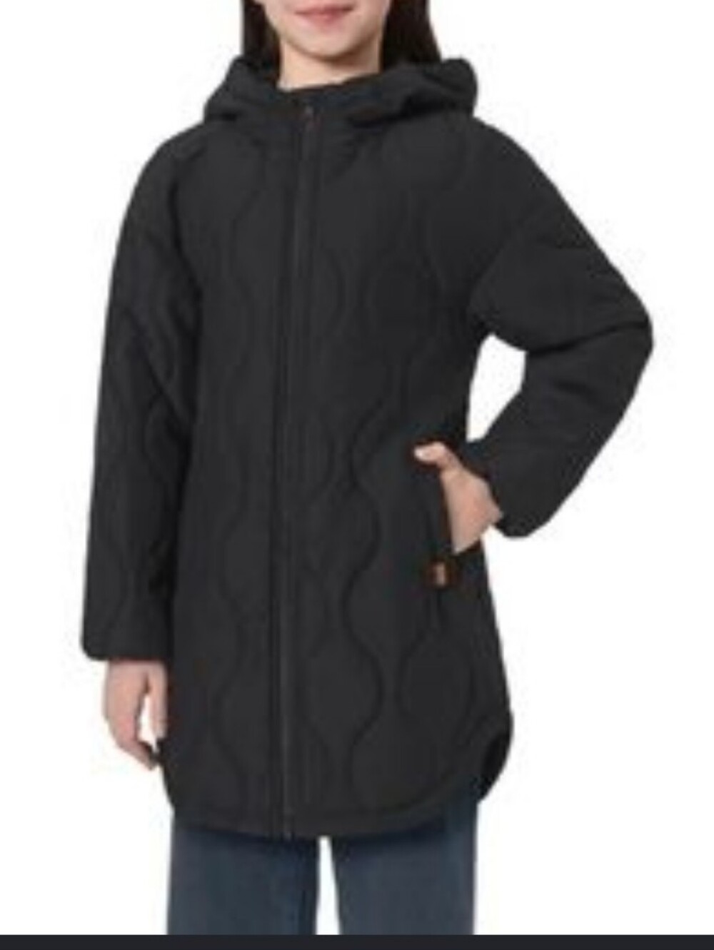Mondetta Kids Black Quilted Hooded Puffer Coat Size XL 18/20